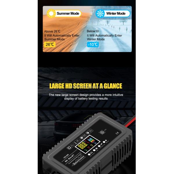 90% Charging Efficiency FCP Function 12V 24V 20A 10A Automatic Lead Acid Battery Charger Auto Motorcycle Intelligent Repair Charger