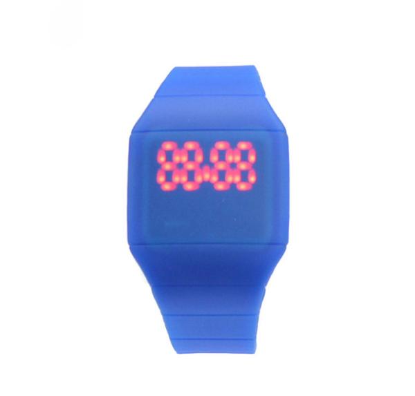 Waterproof Silicone Digital Led Watch , Electronic Movement Square Unisex Watches