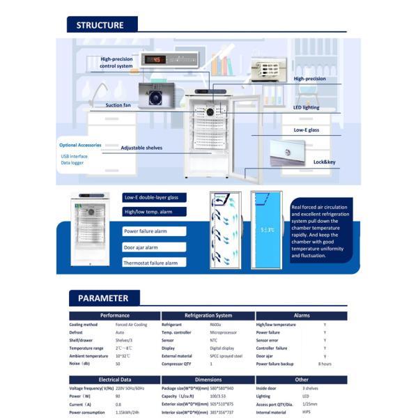 мини портативный холодильник холодильника фармации медицинской ранга 100L для вакционного шкафа