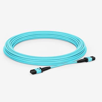 Low PDL Om3 Fiber Patch Cord , MPO Female Type B LSZH Multimode Fiber Optic Cable