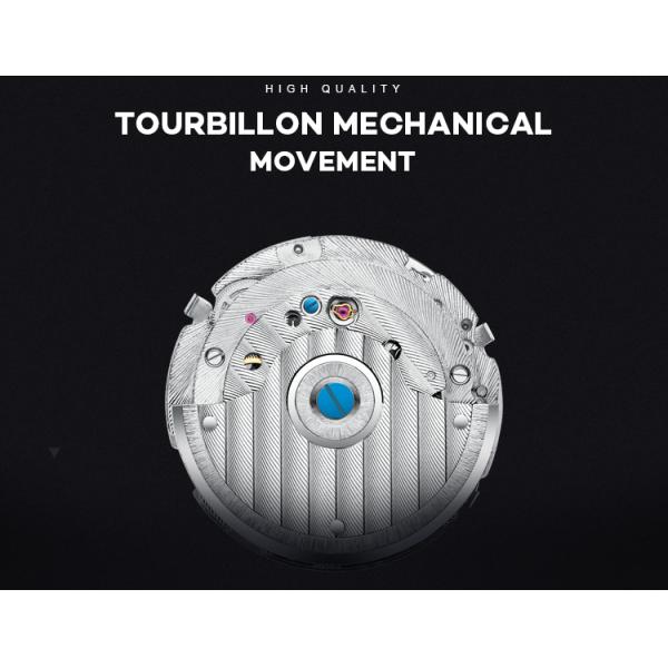 Brand KINYUED fashion mens wind up use hand water resistant tourbillon automatic watch