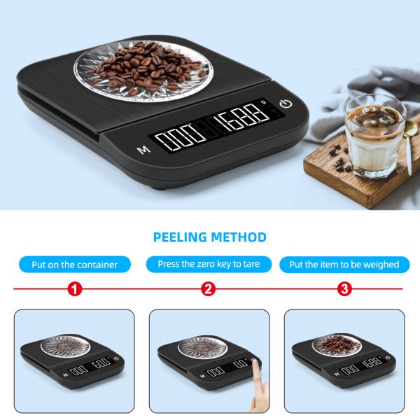 3kg/5kg Capacity 0.1g Precision Coffee Weighing Scale with LCD Display Digital Kitchen Scale