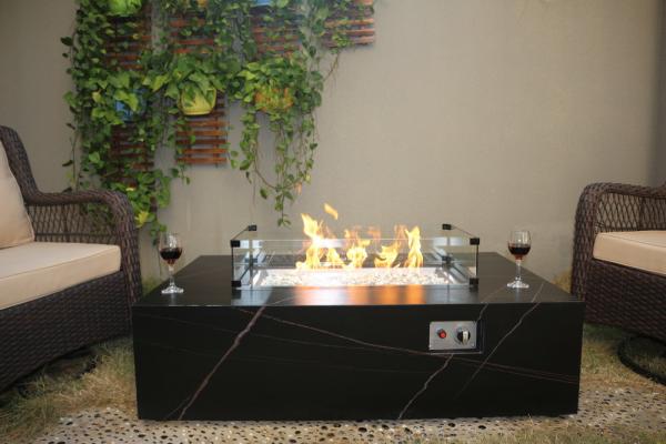 Square Steel Metal Outdoor Propane Gas Firepit For Enjoy Garden Life