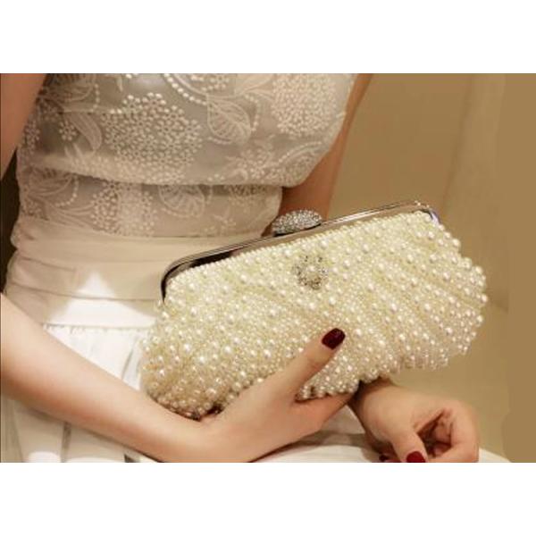 Korean wedding bag high-end pearl bag clutch chain single shoulder bag fashionable lady pearl banquet evening bag