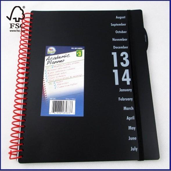 English Daily Planner Notebook with PP cover, 72 dated inside sheets