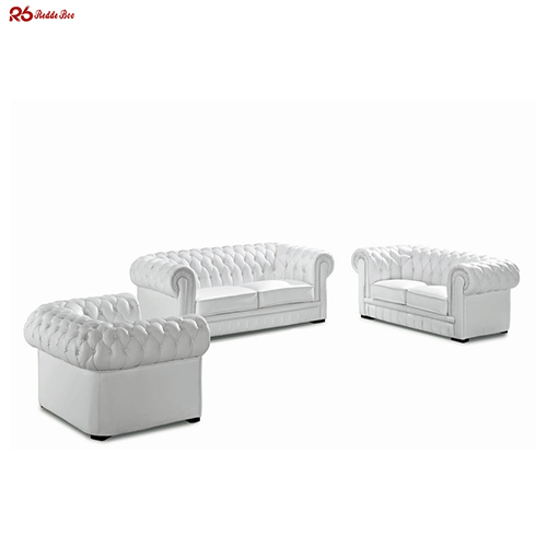 Sectional Tufted Leather Sofa Furniture For Villa White Black