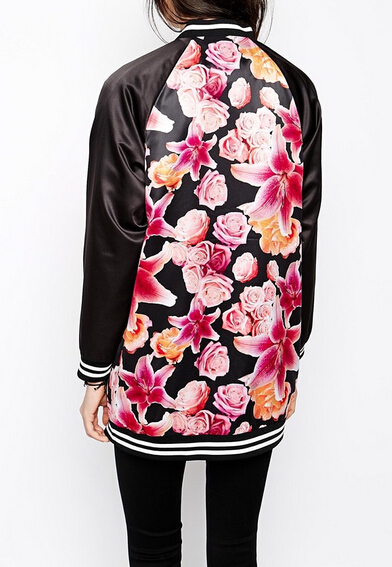 Women Floral Bomber Jacket