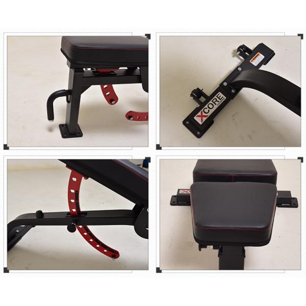 Sit Up Bench Exercise Equipment with Metal Frame and Red Adjustable Backrest