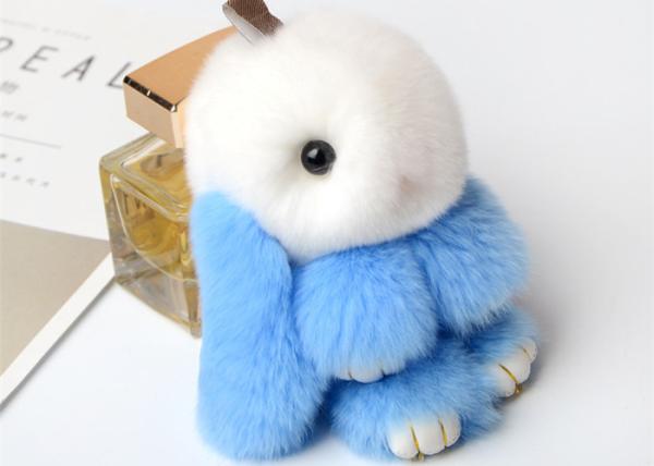 Forma animal do luxuoso bonito real cinzento escuro de Keychain da pele do coelho para o vestuário