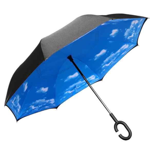 Minimalist Design Customized Logo Innovative Inverted Double Layer Umbrella Windproof