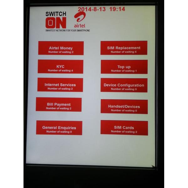 CE Indoor English Arabic Touch Screen Ticket Machine IR Touch Panel