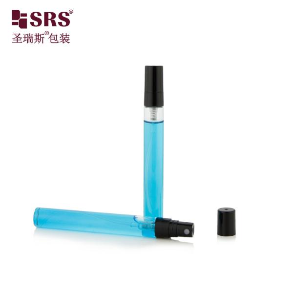 BLPP-10ML 14 mm DIA Fille de brume de poche transparente Bouteille en verre à tube avec pompe à pulvérisation en plastique noir pour parfum