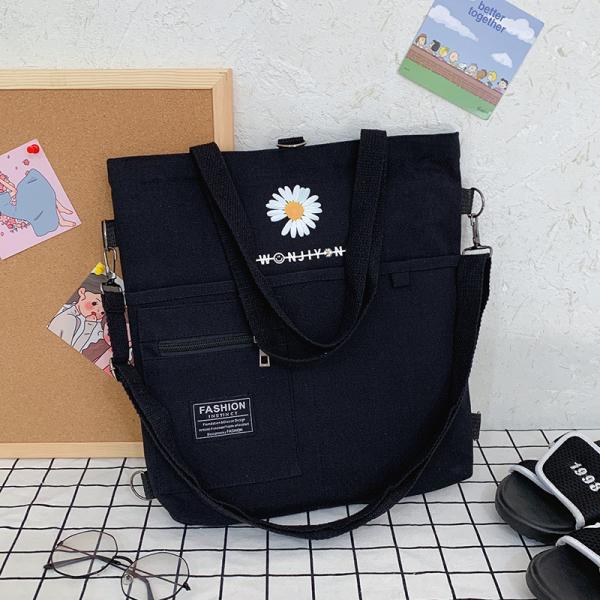 Canvas Ostrich Pattern Wearable Shoulder Yellow Customized Printed Logo Tote Bag