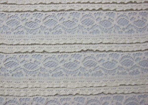Eco-Friendly Stretch Lace Cotton Spandex Fabric , Beige Elastic Lace Trim CY-LW0220