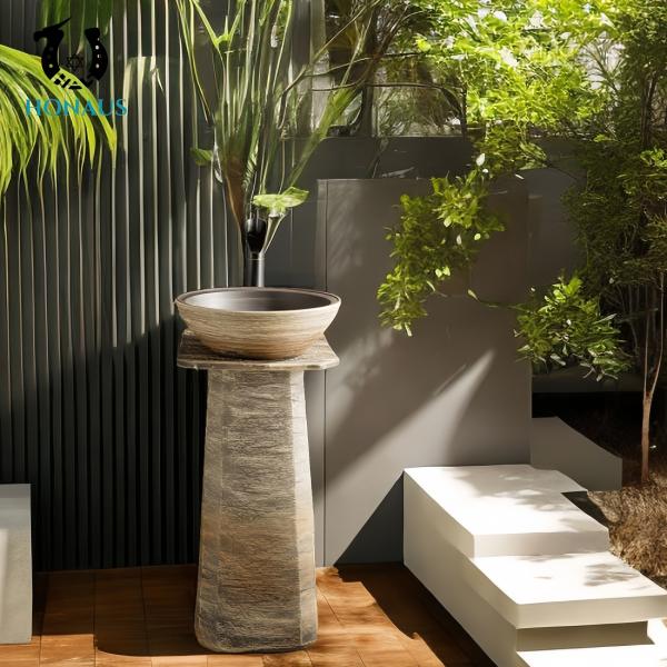 Indoor Outdoor Full Pedestal Wash Basin Ceramic Retro Design