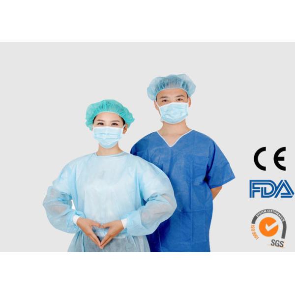 Eco Friendly Medical Isolation Gowns , Unisex Blue Disposable Coveralls