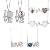 Sublimation bijoux Blancs Sublimation Blancs Lettre d'amour Collier en forme de cœur Pour la Saint-Valentin