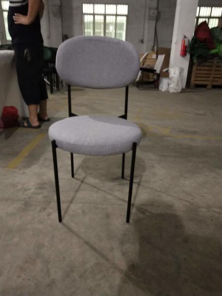 Elegant Iron Metal Base Baby Pink Fabric Dining Chair for Home Restaurant Hotel