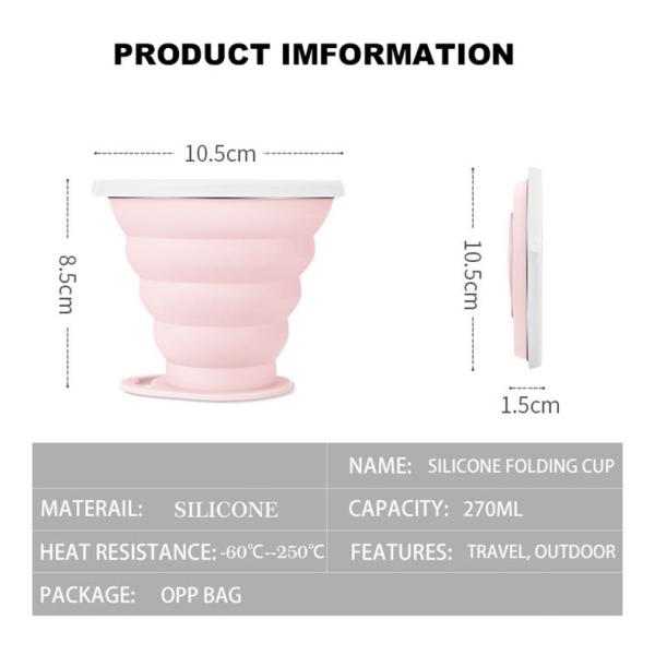 Silk Screen Logo 90g Retractable Foldable Silicone Coffee Cup