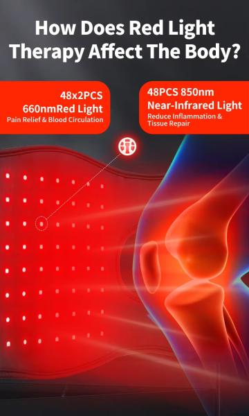 Red Light Therapy Knee Wrap for Pain Relief 660nm 850nm Infrared Vibration Massage Heat Pad Rechargeable and Cordless Design