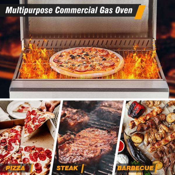 Forno de pizza de aço inoxidável a gás Forno de churrasco máquina de fazer pizza comercial
