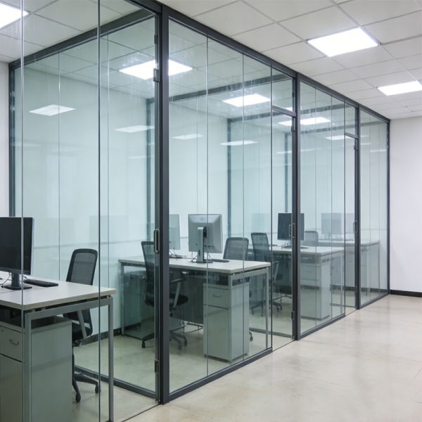Office Partition Aluminium Profile Transparent Glass Office Divider Partition Wall