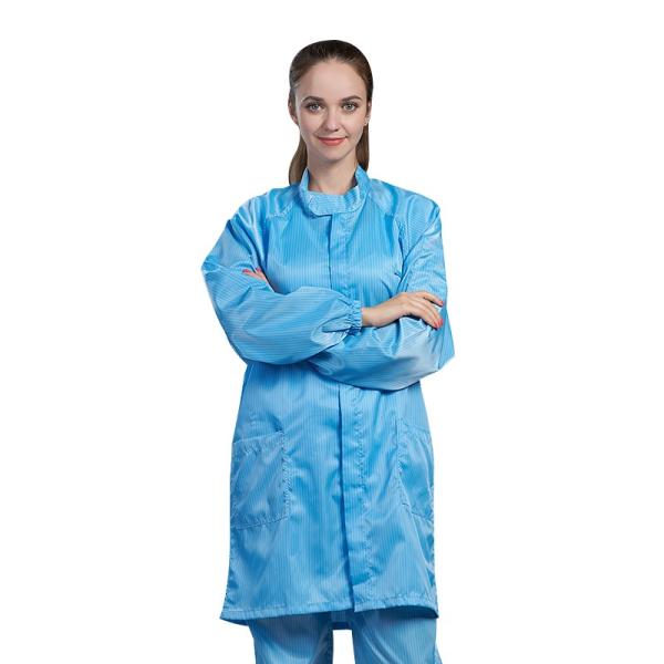 Laboratory Medical ESD Anti Static Garments Turndown Collar Coat
