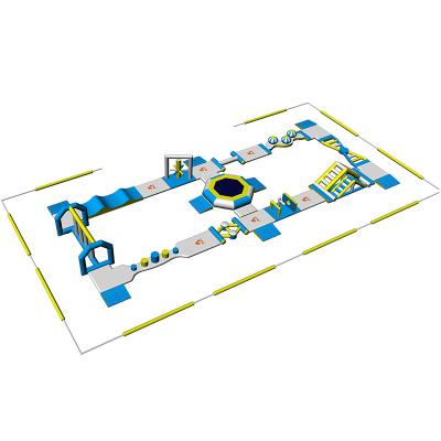 Kids Floating Inflatable Water Park / Inflatable Aqua Splash Park For Shallow Area