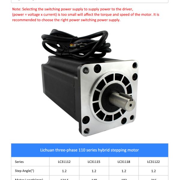 220V Nema 42 3 Phase LC31115+LC3722A 12N.M Hybrid Stepper Motor And Driver Kit