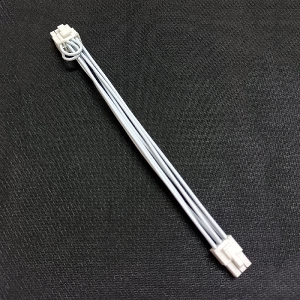 White Sleeved PCIe Power Cable Female to Dual 8P(6+2)pin Male GPU VGA Power Cable with 16AWG/18AWG and 20cm Length