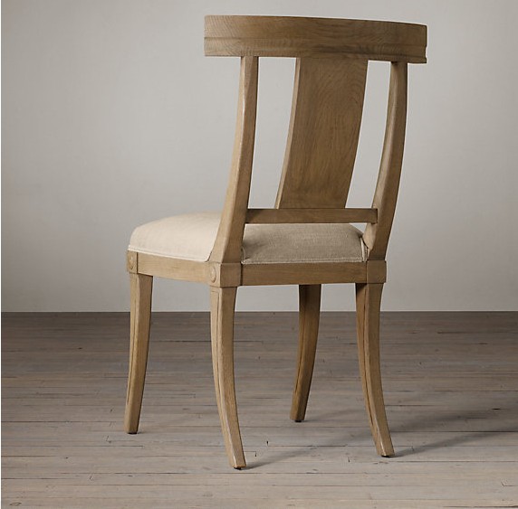 French country style solid wooden back chair event dining chair with linen fabric upholstered dining chair