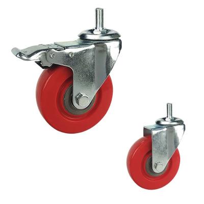 125mm Diameter 220LBS Capacity Swivel Threaded Stem PVC Caster Wheel With Total Locks