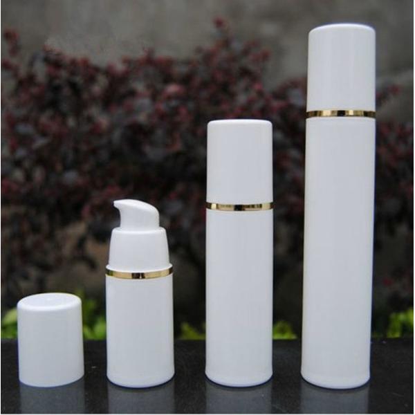 15ml White Airless Pump Bottle With Gold Line Cap For Lotion Cream Packaging