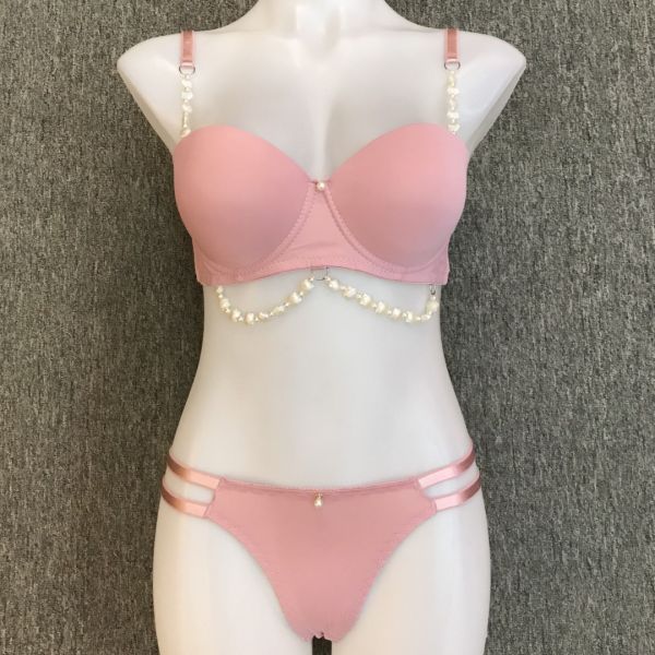 High Quality Women Romantic Panty Bra Set Wholesale Pearl Decoration Cute Fancy Women BRA Set PLUS SIZE 46-52C