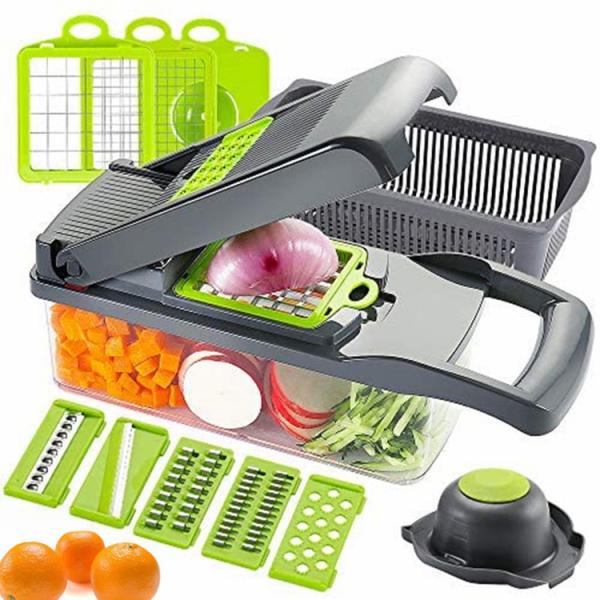 Metal Vegetable Chopper Onion Cutter Multifunctional Slicer Grater With Colander