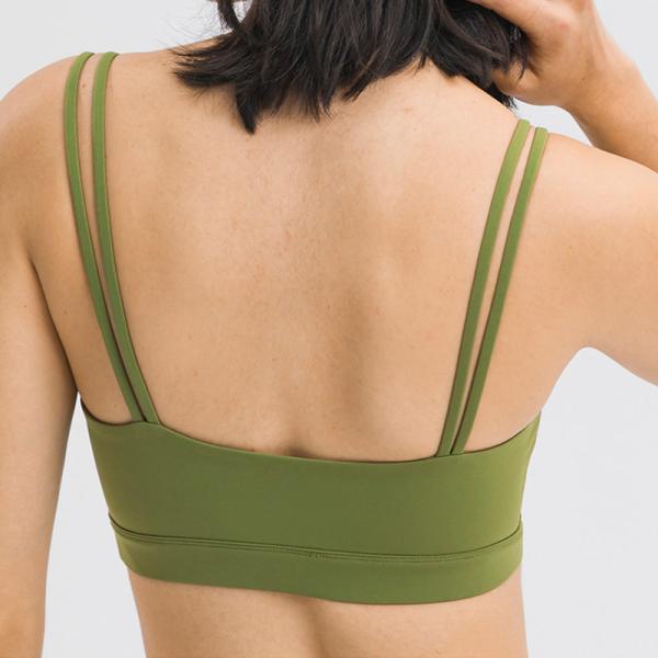 Yoga Push Up Womens Sports Bra Double Ribbon Sexy Nylon Quick Dry