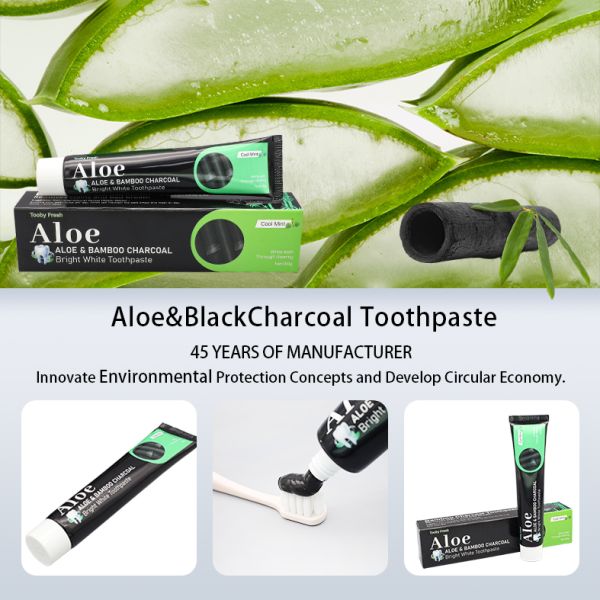 Factory Bulk Aloe Vera Bamboo Charcoal Brightening Whitening Toothpaste combining whitening agents and antibacterial properties to maintain healthy gums and bright teeth effectively