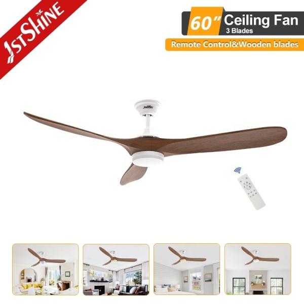 1stshine Hotel Decorativo LED ventilador de teto com iluminação dimmable e lâminas de madeira