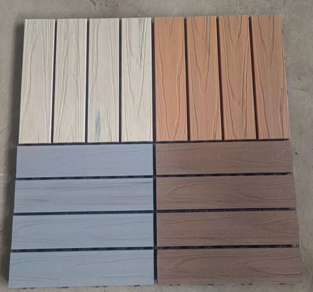 3D Embossed Plastic Wood Deck Tiles Match Real Wood Texture