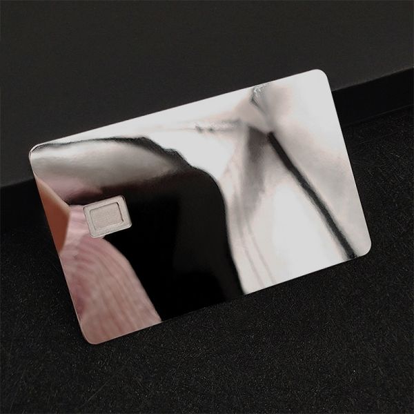 Top Rating Clear Reflective Silver Mirror Custom Blank Credit Card Metal Chip Card For VIP Card