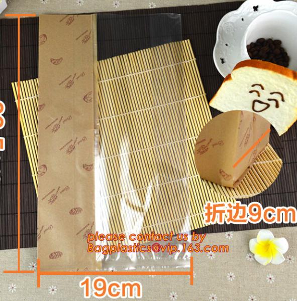 OPP Window Paper Bags, opp paper bags, Custom printed French bread packaging kraft paper bags with window, Take away