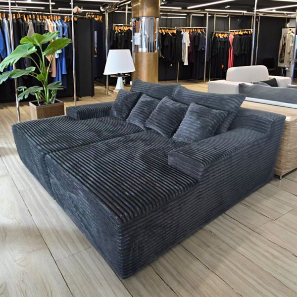 Living Room Modular Sectional Corduroy Sofa Bed Plush Vacuum-Packed Compressed Sofa Couch Frameless Sofa for Apartment Villa