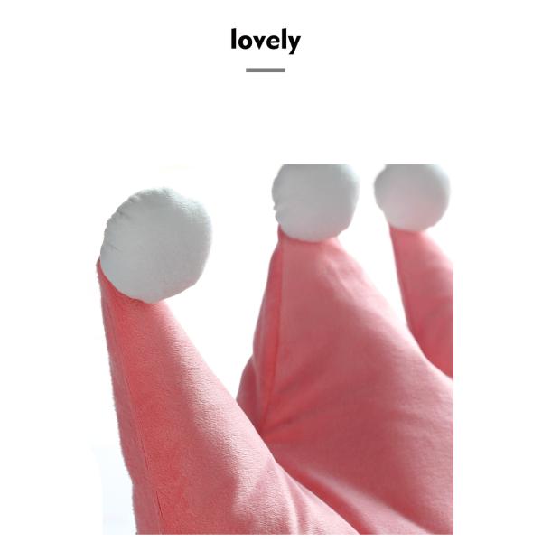 Short Plush Pink Grey Yellow Princess Dog Bed With Crown Shape