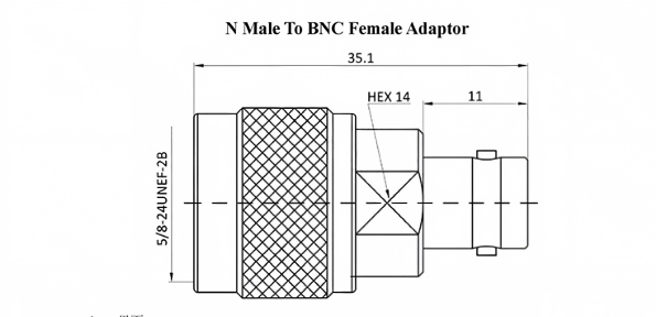 N/BNC-JK RF Adapter DC-6GHz Gold-Plated Brass with Low VSWR ≤1.25 for Stable Signal Transmission
