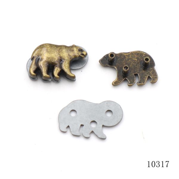 Vintage Antique Brass Finish Custom Bear Shape Small Metal Logo Label For Small Leather Goods
