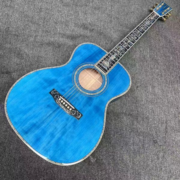 AAAAA solid spruce top OM body water ripple SOLID back side acoustic guitar bone nut
