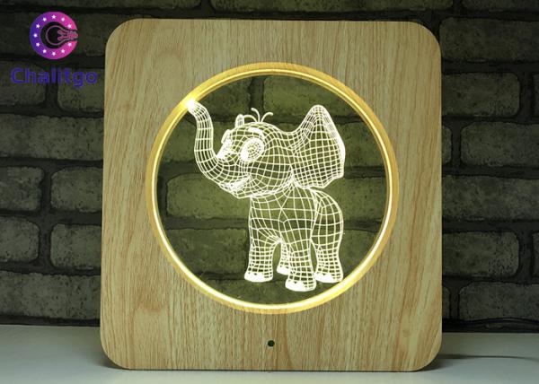 Smart 3D Elephant Light Transparent Acrylic With USB Cable Indoor Toys Red Green