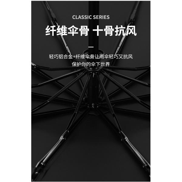 Personalized Logo Printed Auto Open 3 Fold Business Umbrella with Rubber Coated Handle