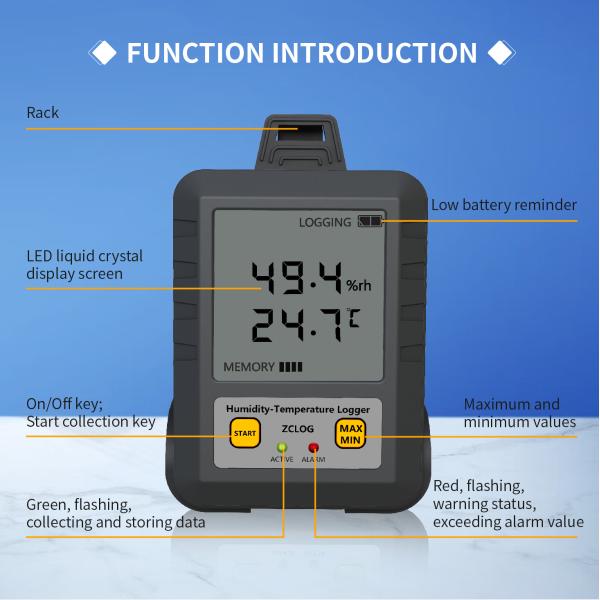 Sampling Interval 0.1mins-24h Pharmaceutical Industry WIFI LCD Display Temperature and Humidity Data Logger
