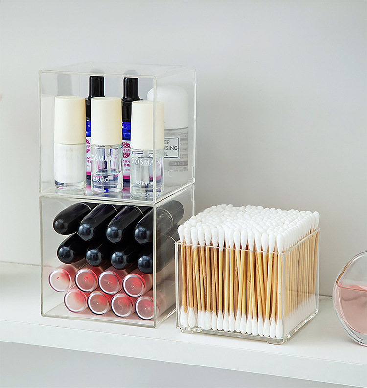 Transparent Multifunctional Acrylic Storage Box Clear Organizer for Makeup Jewelry Contact Lenses Desktop Vanity Organizer